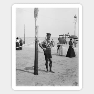 Brighton Beach Life Guard, 1906. Vintage Photo Magnet